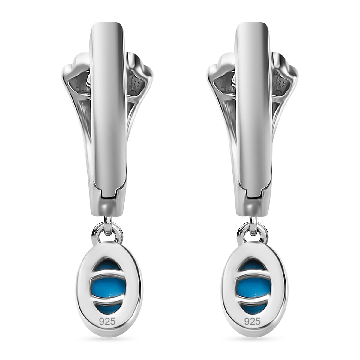 Arizona Sleeping Beauty Turquoise Dangle Earrings in Platinum Overlay Sterling Silver 7727383 5