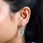 Arizona Sleeping Beauty Turquoise Dangle Earrings in Platinum Overlay Sterling Silver 1.60 Ct.