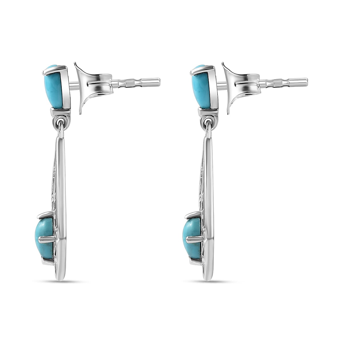Arizona Sleeping Beauty Turquoise Dangle Earrings in Platinum Overlay Sterling Silver 1.60 Ct. 7749697 5