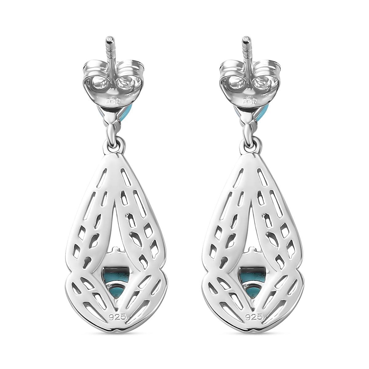Arizona Sleeping Beauty Turquoise Dangle Earrings in Platinum Overlay Sterling Silver 1.60 Ct. 7749697 6