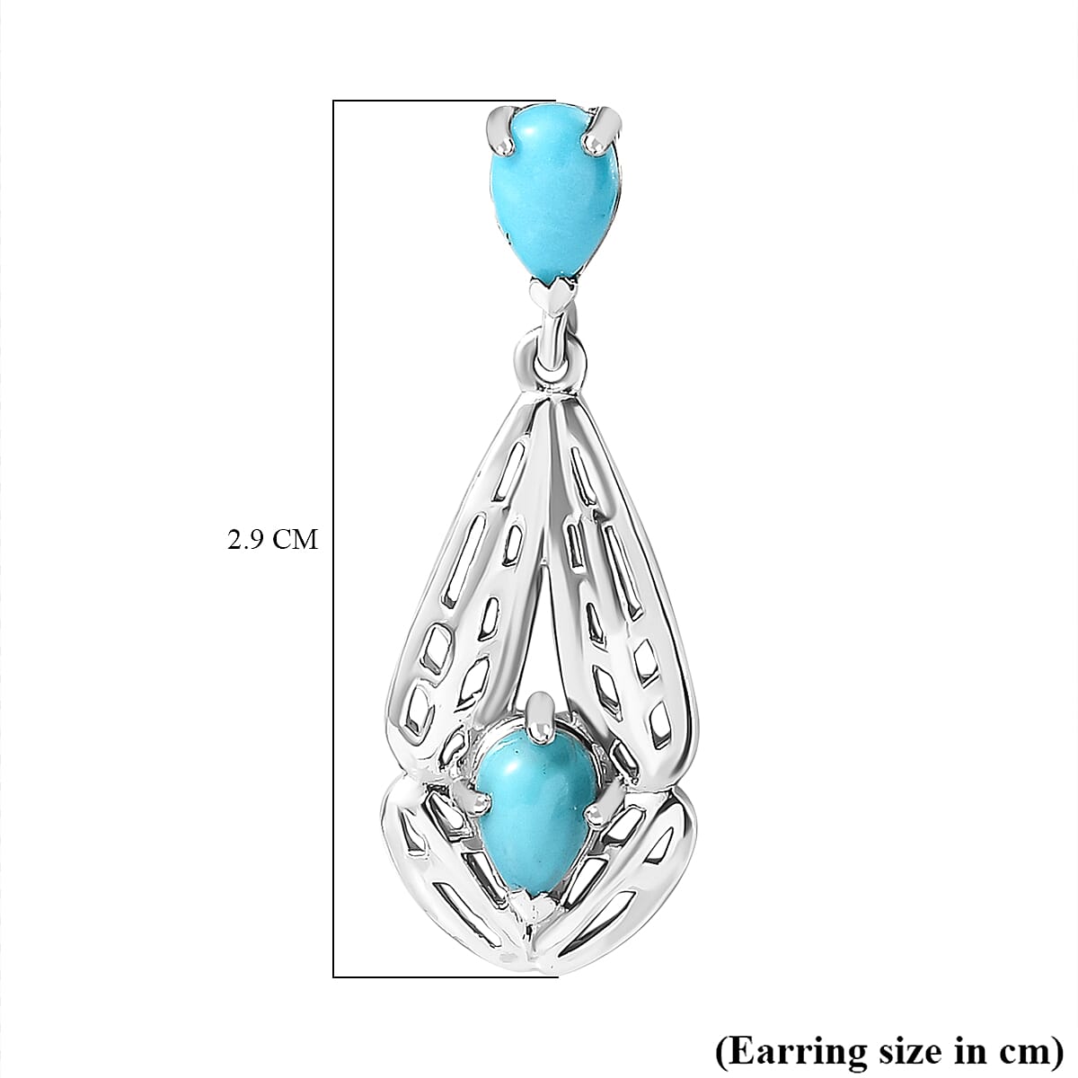 Arizona Sleeping Beauty Turquoise Dangle Earrings in Platinum Overlay Sterling Silver 1.60 Ct. 7749697 7