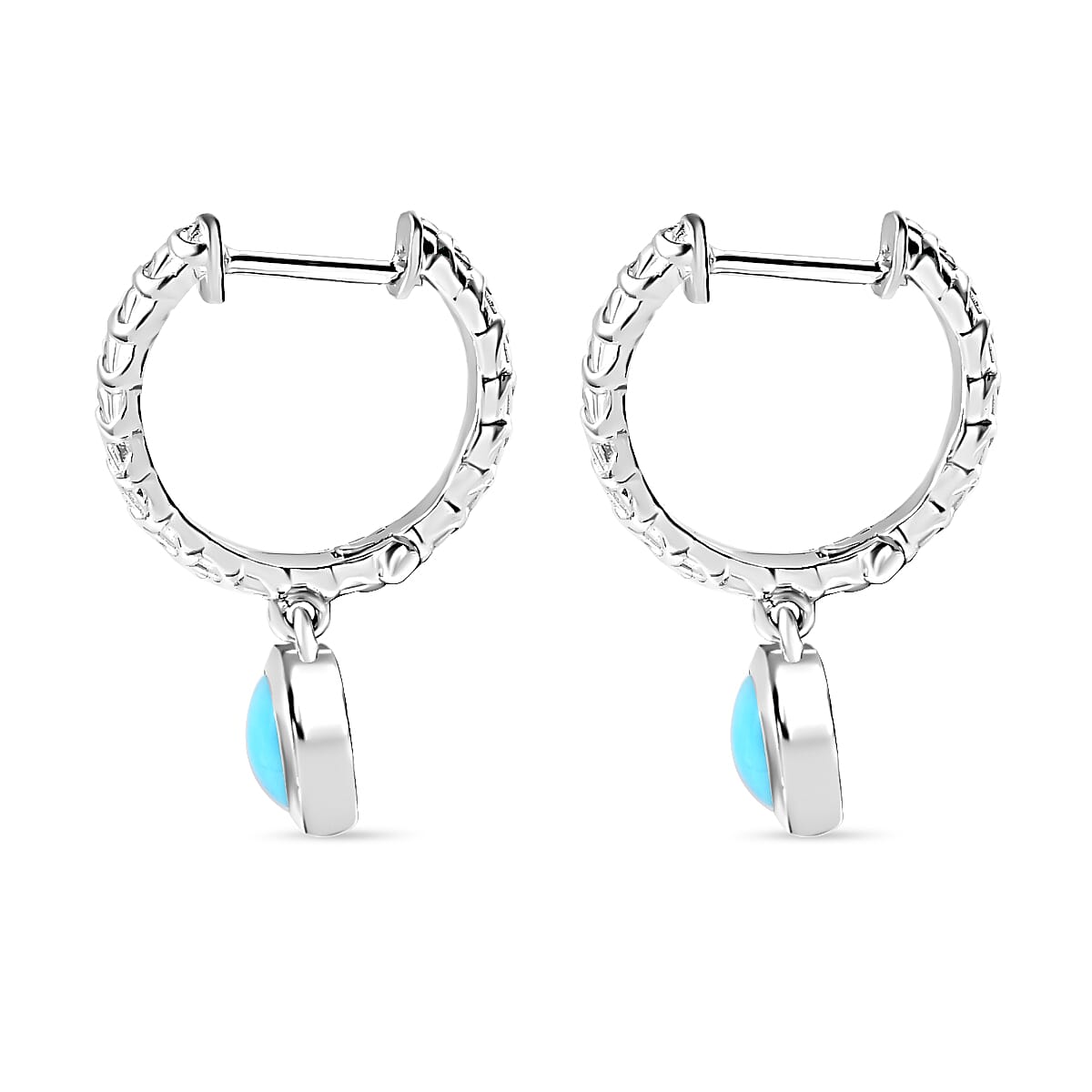 Arizona Sleeping Beauty Turquoise Dangle Earrings in Platinum Overlay Sterling Silver 1.64 Ct, Silver Wt. 5.55 Gms 7763576 5