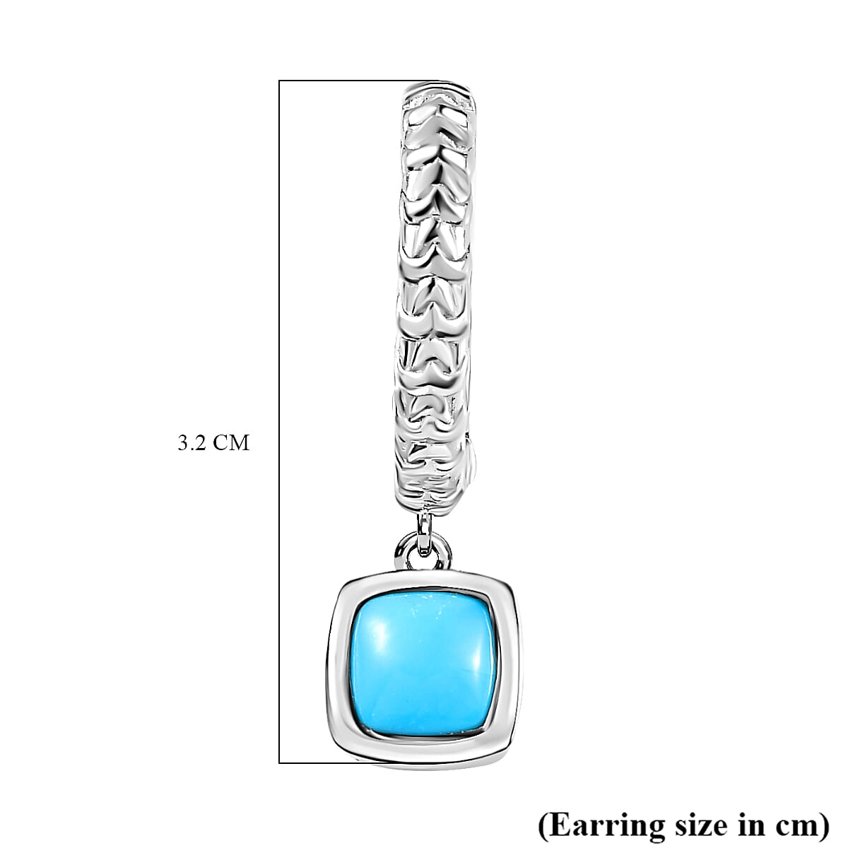 Arizona Sleeping Beauty Turquoise Dangle Earrings in Platinum Overlay Sterling Silver 1.64 Ct, Silver Wt. 5.55 Gms 7763576 6