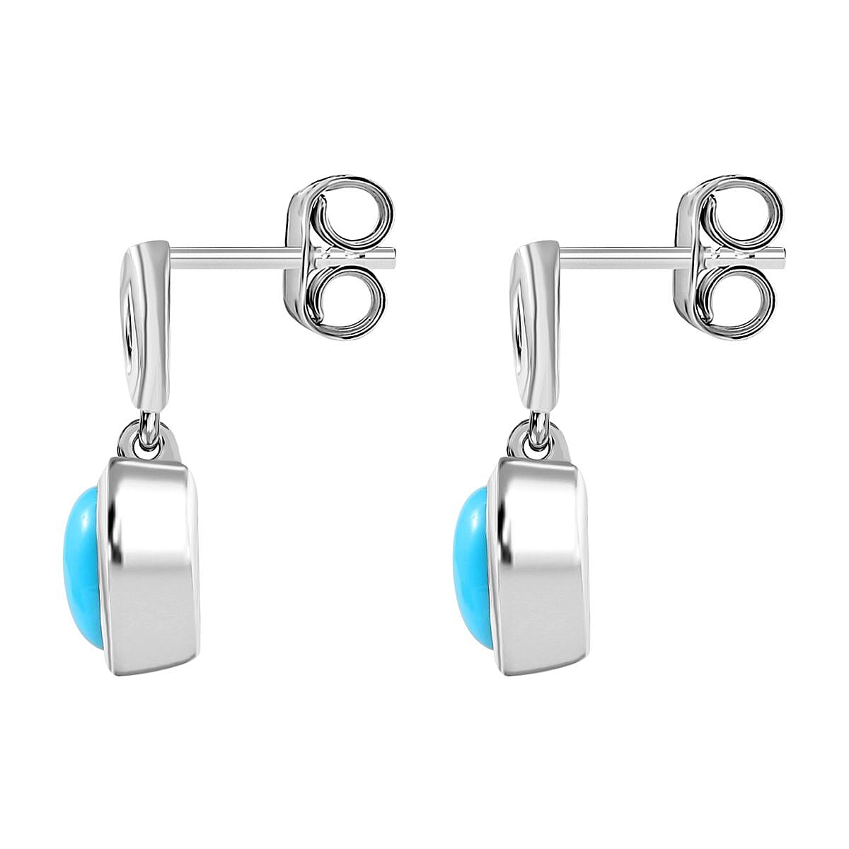 Sleeping Beauty Turquoise Dangling Earring with Push Back in Rhodium Overlay Sterling Silver 1.68 Ct. 8050999 4