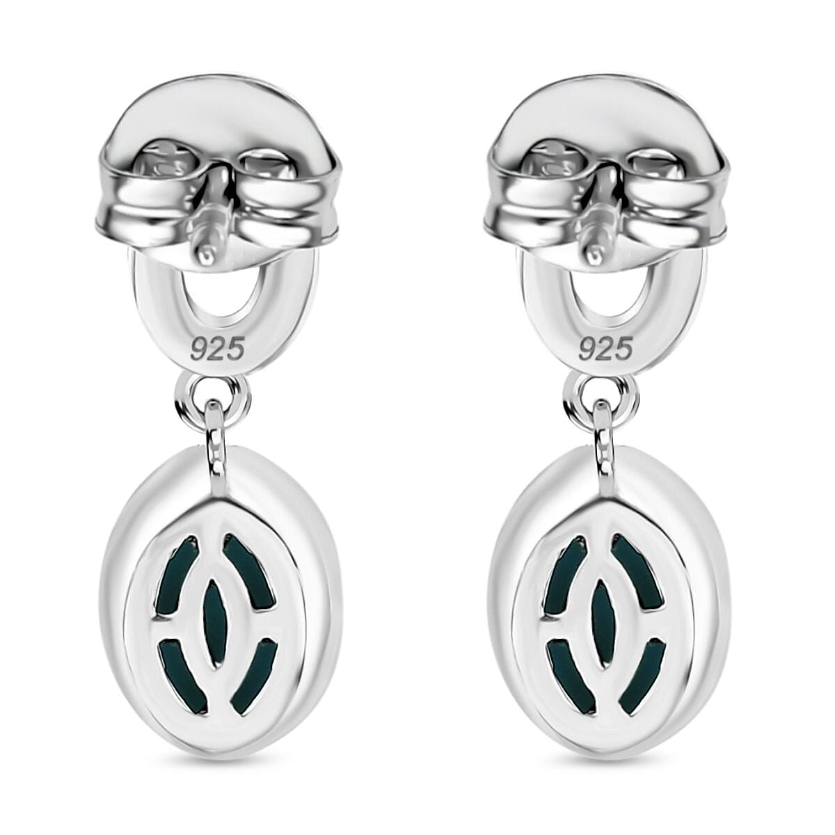 Sleeping Beauty Turquoise Dangling Earring with Push Back in Rhodium Overlay Sterling Silver 1.68 Ct. 8050999 5