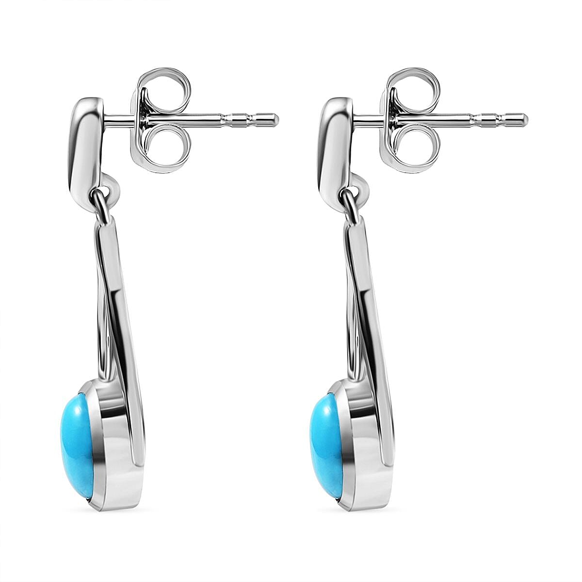 Sleeping Beauty Turquoise  Dangling Earring in Rhodium Overlay Sterling Silver 1.60 ct  1.680  Ct. 8054922 4