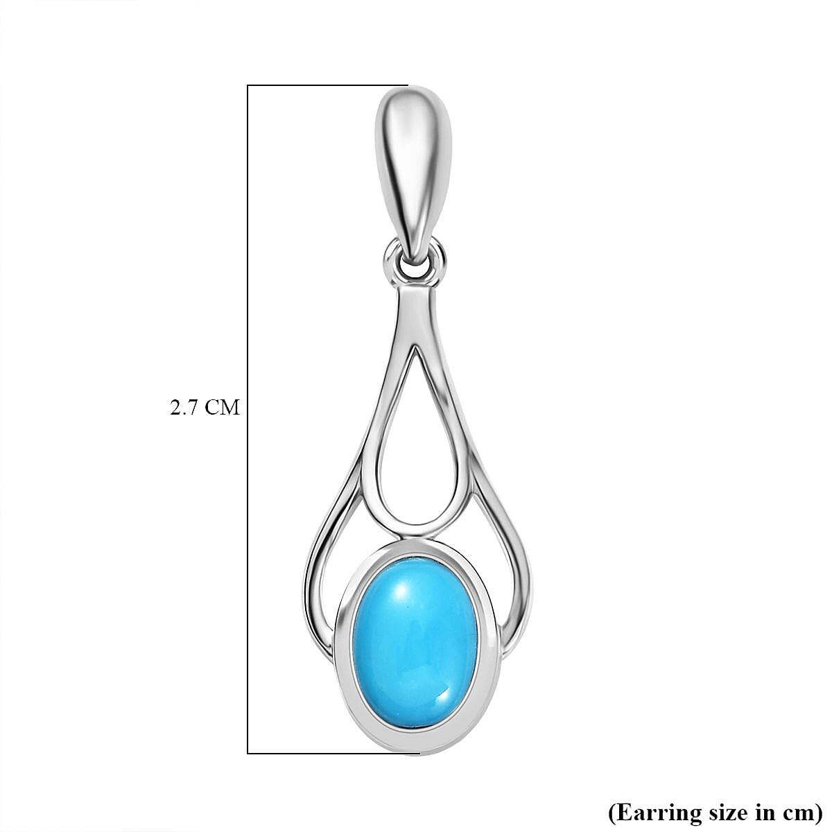 Sleeping Beauty Turquoise  Dangling Earring in Rhodium Overlay Sterling Silver 1.60 ct  1.680  Ct. 8054922 6