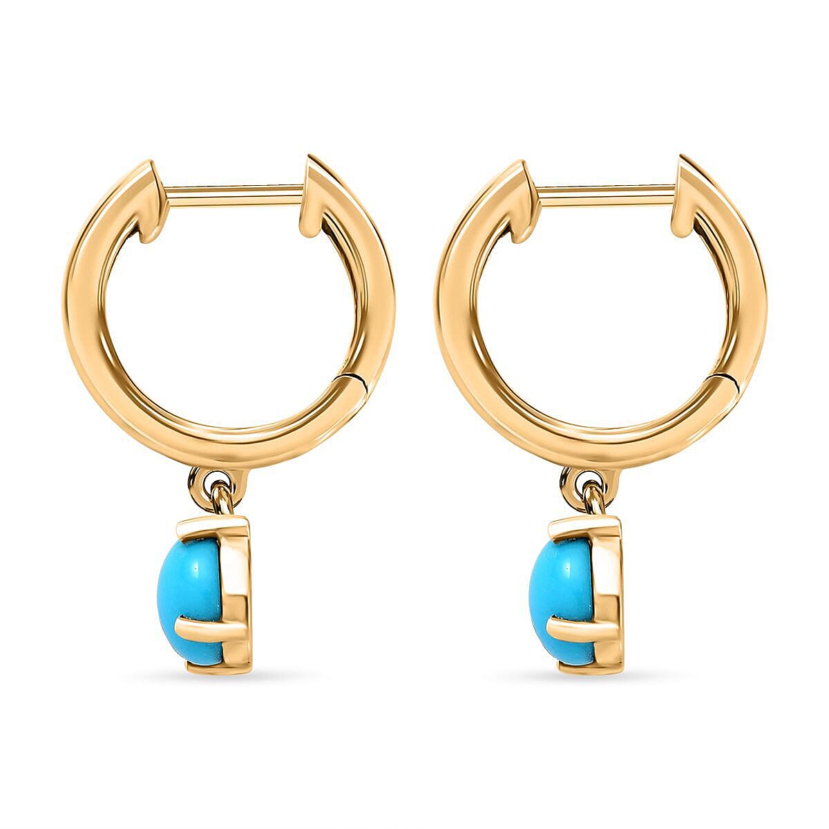 Arizona Sleeping Beauty Turquoise Dangling Earrings (with Clasp) in 18K Vermeil Yellow Gold Plated Sterling Silver 2.194  Ct. 7328339 3