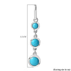 Sleeping Beauty Turquoise Dangling Earring with Push Back in Rhodium Overlay Sterling Silver 1.85 Ct.