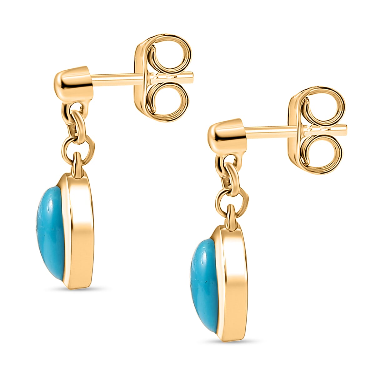 Sleeping Beauty Turquoise Dangling Earring with Push Back in Yellow Gold Plated Sterling Silver 1.63 Ct. 8221309 5