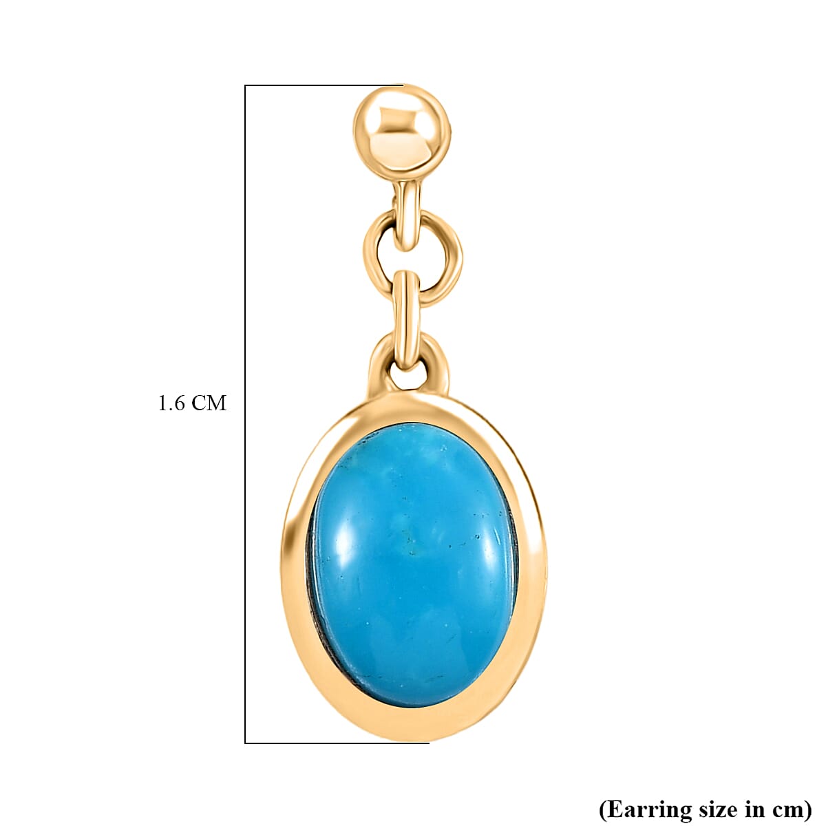 Sleeping Beauty Turquoise Dangling Earring with Push Back in Yellow Gold Plated Sterling Silver 1.63 Ct. 8221309 7