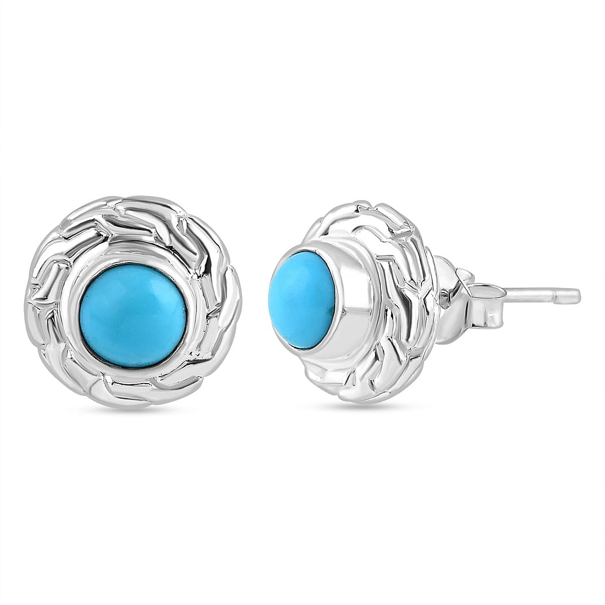 Royal Bali Collection - Handmade Sleeping Beauty Turquoise Earring with Push Back Sterling Silver 7924075 0