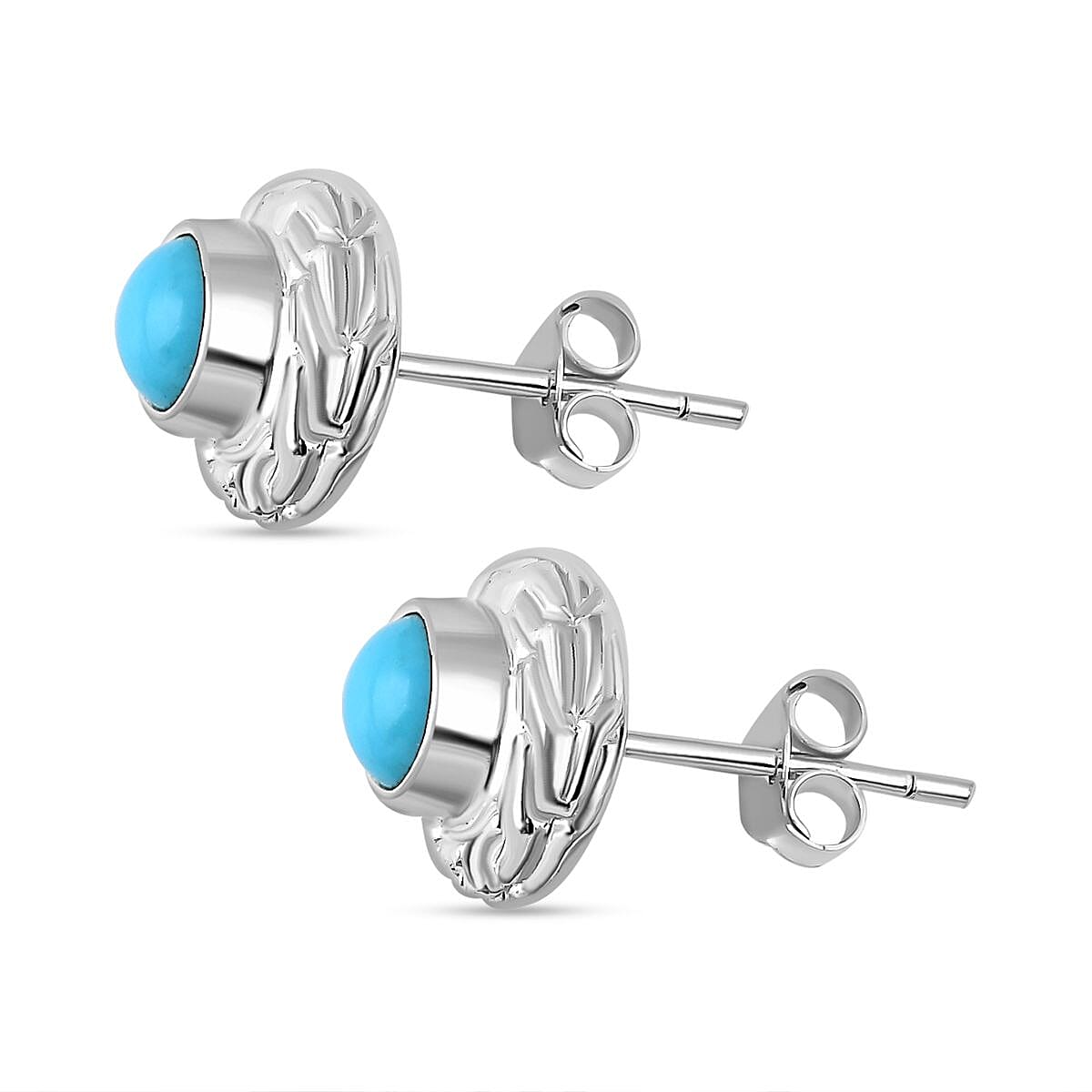Royal Bali Collection - Handmade Sleeping Beauty Turquoise Earring with Push Back Sterling Silver 7924075 3