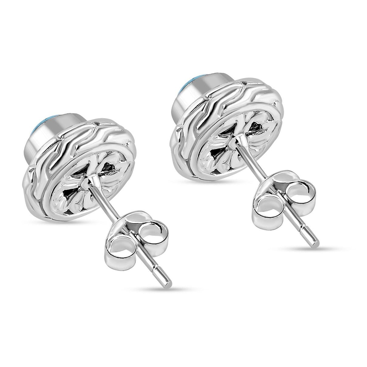 Royal Bali Collection - Handmade Sleeping Beauty Turquoise Earring with Push Back Sterling Silver 7924075 4