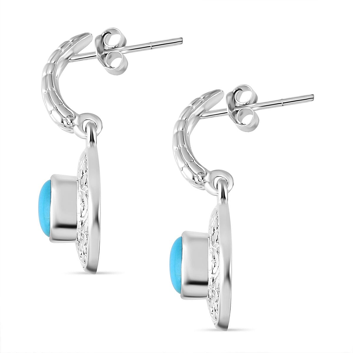 Royal Bali Collection - Handmade Sleeping Beauty Turquoise Earring with Push Back Sterling Silver 1.56 Ct. 7924017 3