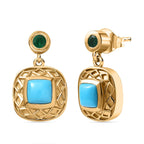 Arizona Sleeping Beauty Turquoise & Emerald Earrings in 18K Gold Vermeil Sterling Silver 1.44 Ct