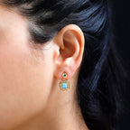 Arizona Sleeping Beauty Turquoise & Emerald Earrings in 18K Gold Vermeil Sterling Silver 1.44 Ct