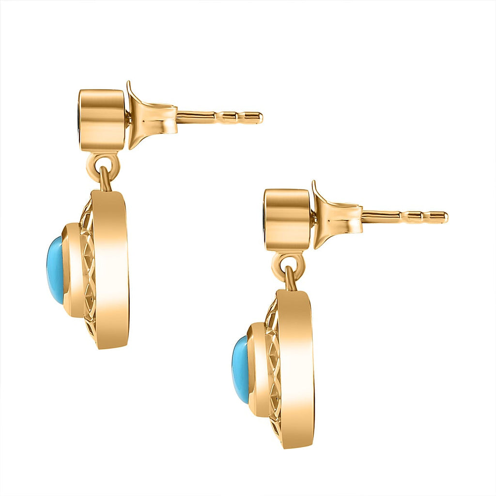 Arizona Sleeping Beauty Turquoise & Emerald Earrings in 18K Gold Vermeil Sterling Silver 1.44 Ct