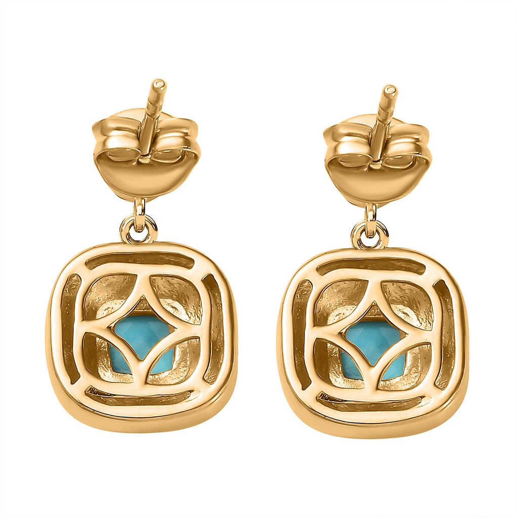 Arizona Sleeping Beauty Turquoise & Emerald Earrings in 18K Gold Vermeil Sterling Silver 1.44 Ct