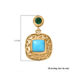 Arizona Sleeping Beauty Turquoise & Emerald Earrings in 18K Gold Vermeil Sterling Silver 1.44 Ct