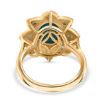 Sleeping Beauty Turquoise & Emerald Solitaire Ring in 18K Vermeil Yellow Gold Plated Sterling Silver 2.62 Ct.