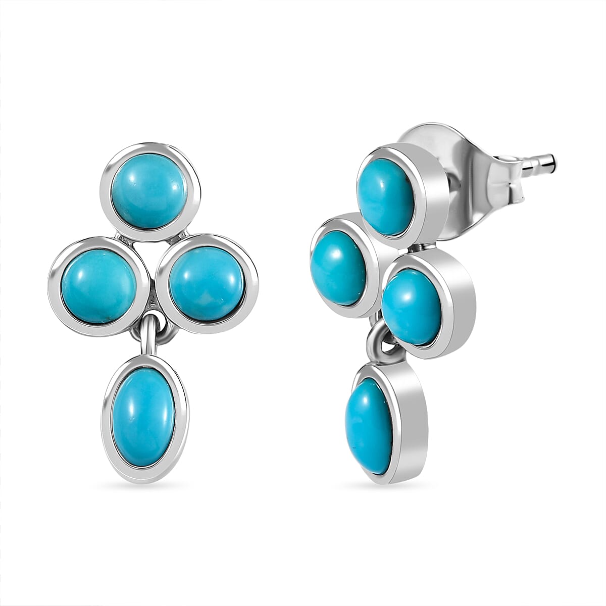 Arizona Sleeping Beauty Turquoise Dangle Earrings in Platinum Overlay Sterling Silver 1.91 Ct 7760281 0