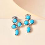 Arizona Sleeping Beauty Turquoise Dangle Earrings in Platinum Overlay Sterling Silver 1.91 Ct