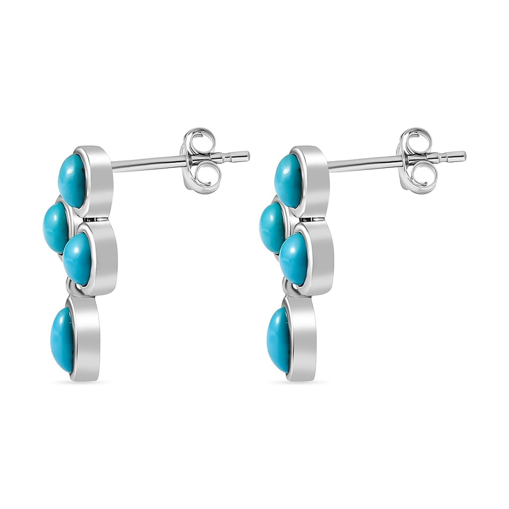 Arizona Sleeping Beauty Turquoise Dangle Earrings in Platinum Overlay Sterling Silver 1.91 Ct