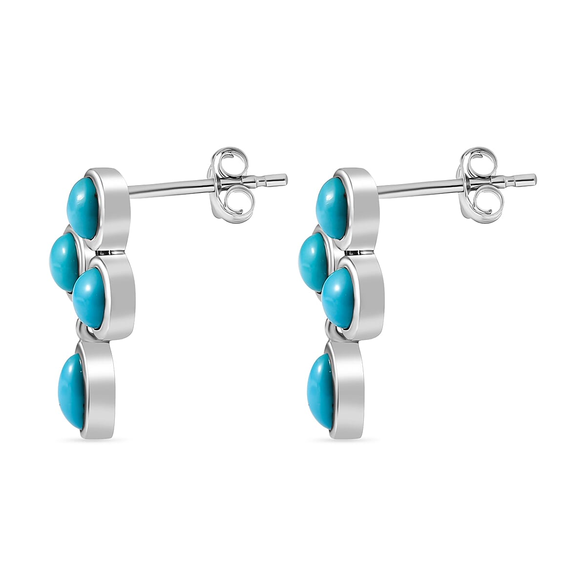 Arizona Sleeping Beauty Turquoise Dangle Earrings in Platinum Overlay Sterling Silver 1.91 Ct 7760281 4