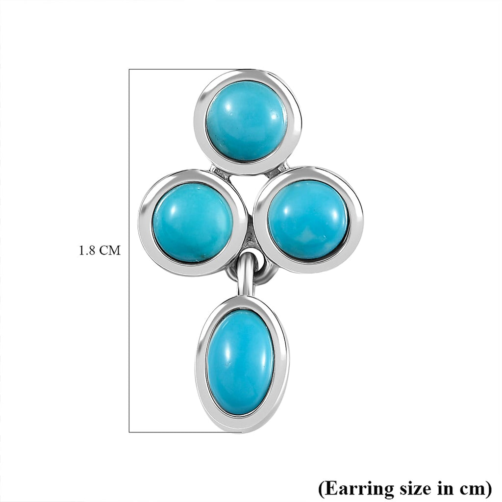 Arizona Sleeping Beauty Turquoise Dangle Earrings in Platinum Overlay Sterling Silver 1.91 Ct