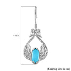 Sleeping Beauty Turquoise Earring in Rhodium Overlay Sterling Silver 2.30 Ct, Silver Wt. 8.44 Gms.