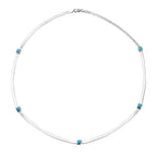 Designer Inspired - Sleeping Beauty Turquoise Herringbone Necklace (Size - 20) in Platinum Overlay Sterling Silver