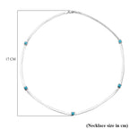 Designer Inspired - Sleeping Beauty Turquoise Herringbone Necklace (Size - 20) in Platinum Overlay Sterling Silver