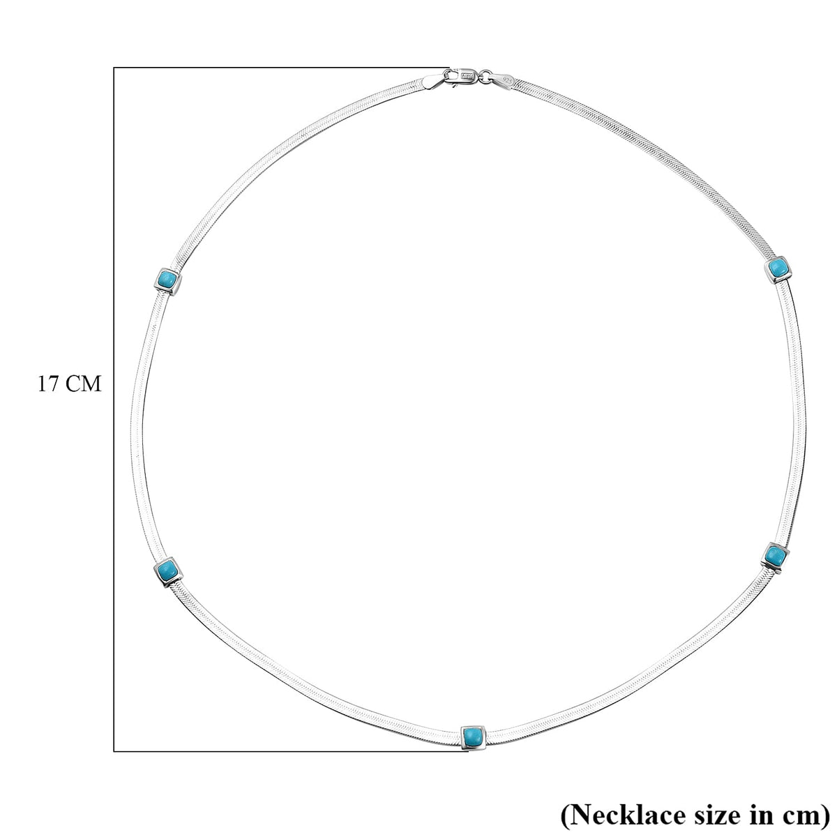 Designer Inspired - Sleeping Beauty Turquoise Herringbone Necklace (Size - 20) in Platinum Overlay Sterling Silver 7710581 5