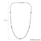 Designer Inspired - Sleeping Beauty Turquoise Herringbone Necklace (Size - 20) in Platinum Overlay Sterling Silver