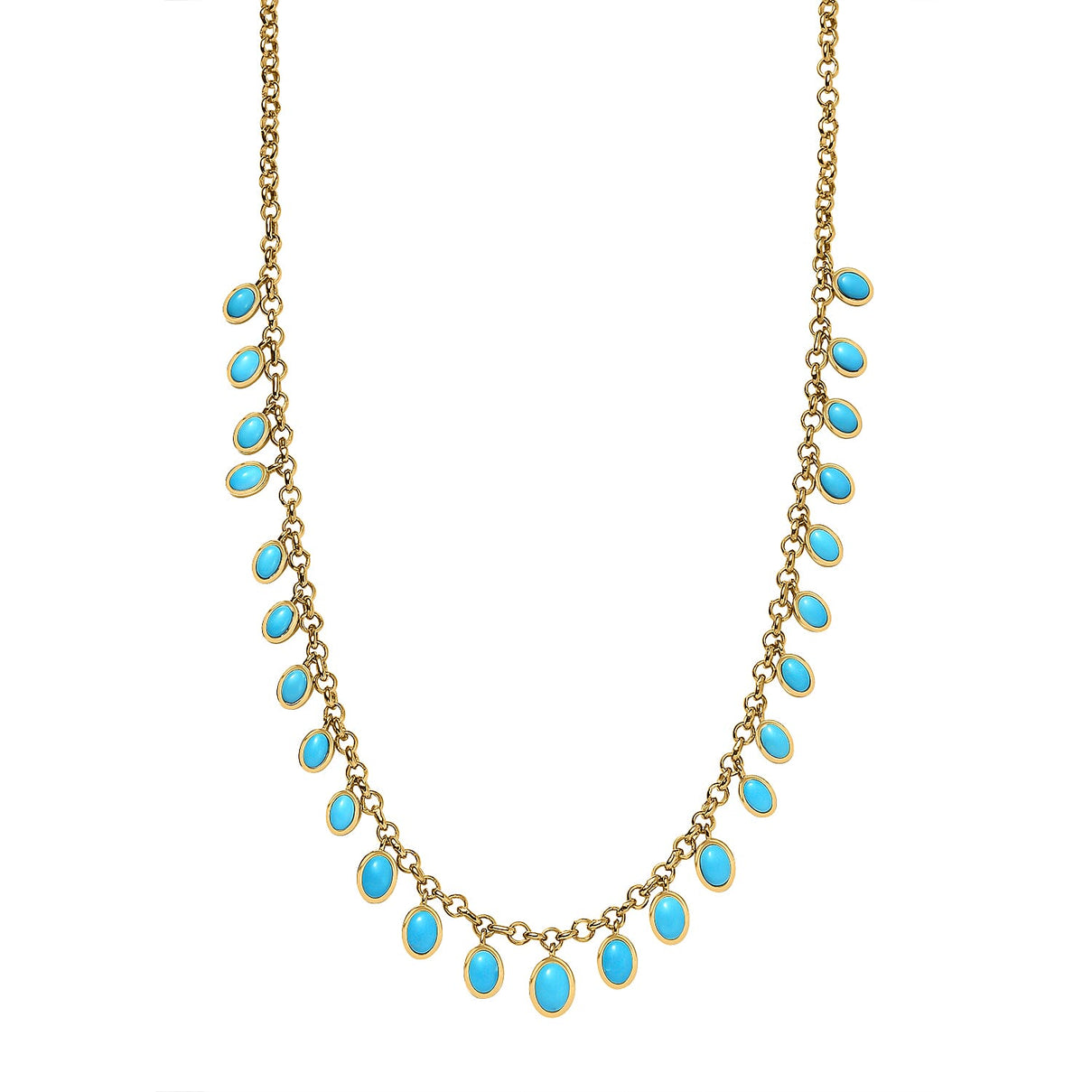 Sleeping Beauty Turquoise Fancy Necklace (Size - 20) in 18K Vermeil Yellow Gold Sterling Silver 13.73 ct, Silver Wt. 12.5 Gms 13.844 Ct. 7663405 0