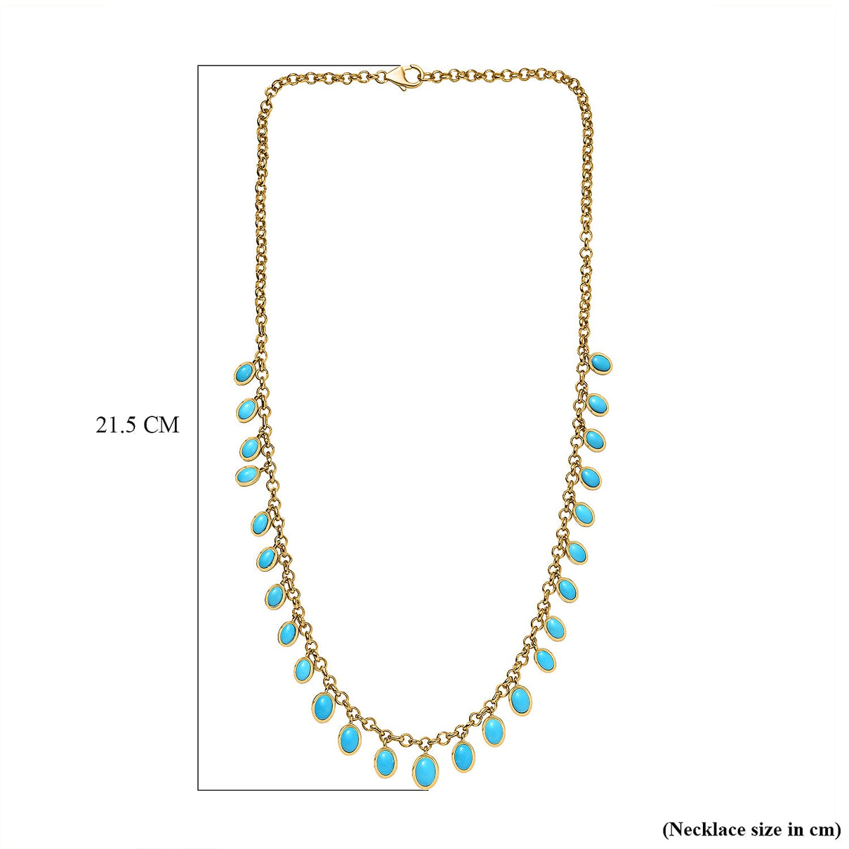 Sleeping Beauty Turquoise Fancy Necklace (Size - 20) in 18K Vermeil Yellow Gold Sterling Silver 13.73 ct, Silver Wt. 12.5 Gms 13.844 Ct. 7663405 5