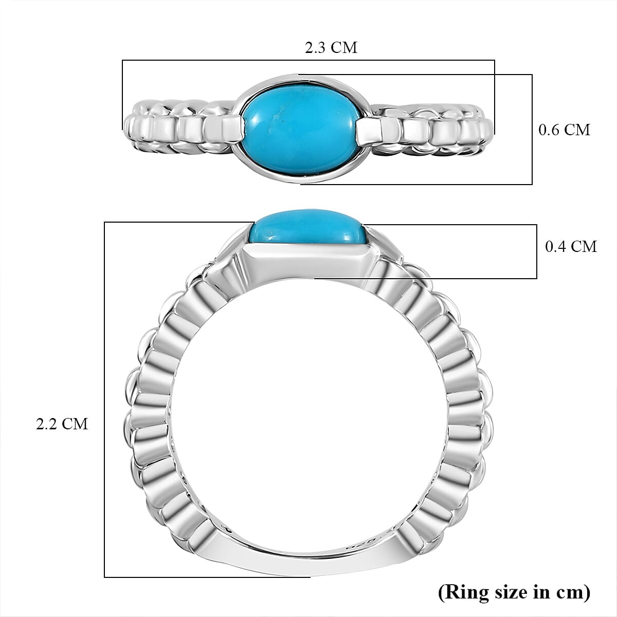 Arizona Sleeping Beauty Turquoise Ring in Platinum Overlay Sterling Silver 7723222 5