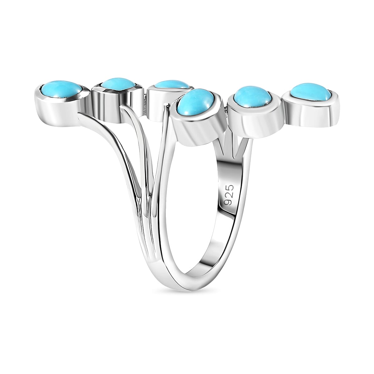 Arizona Sleeping Beauty Turquoise Bypass Spray Ring in Platinum Overlay Sterling Silver 2.60 Ct. 7727361 3