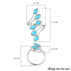 Arizona Sleeping Beauty Turquoise Bypass Spray Ring in Platinum Overlay Sterling Silver 2.60 Ct.
