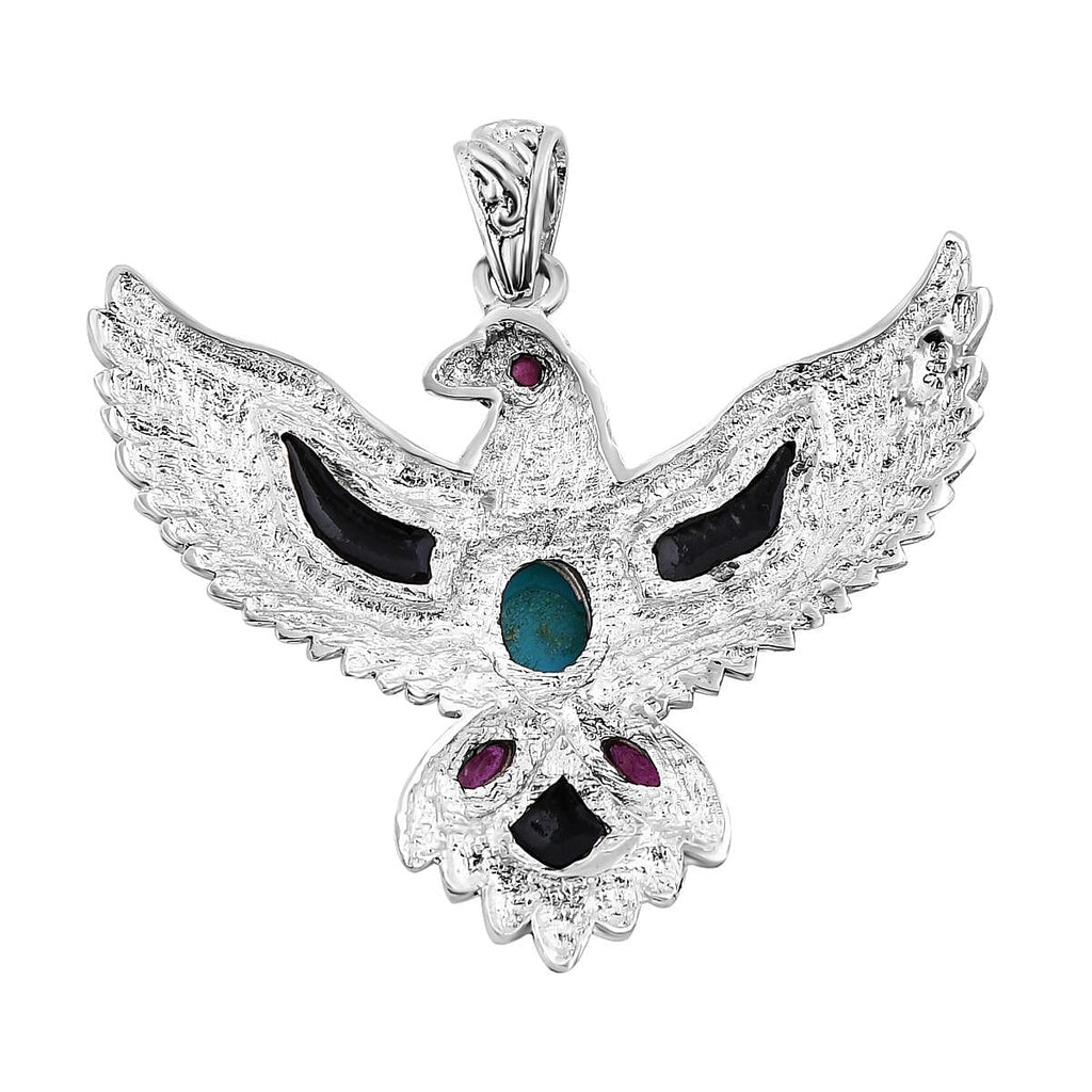 Sleeping Beauty Turquoise ,  Fissure Filled Ruby ,  Abalone Shell  Pendant  Sterling Silver 2.55 pc,  Silver Wt. 9 Gms  2.550  Ct.