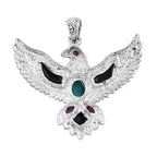 Sleeping Beauty Turquoise ,  Fissure Filled Ruby ,  Abalone Shell  Pendant  Sterling Silver 2.55 pc,  Silver Wt. 9 Gms  2.550  Ct.