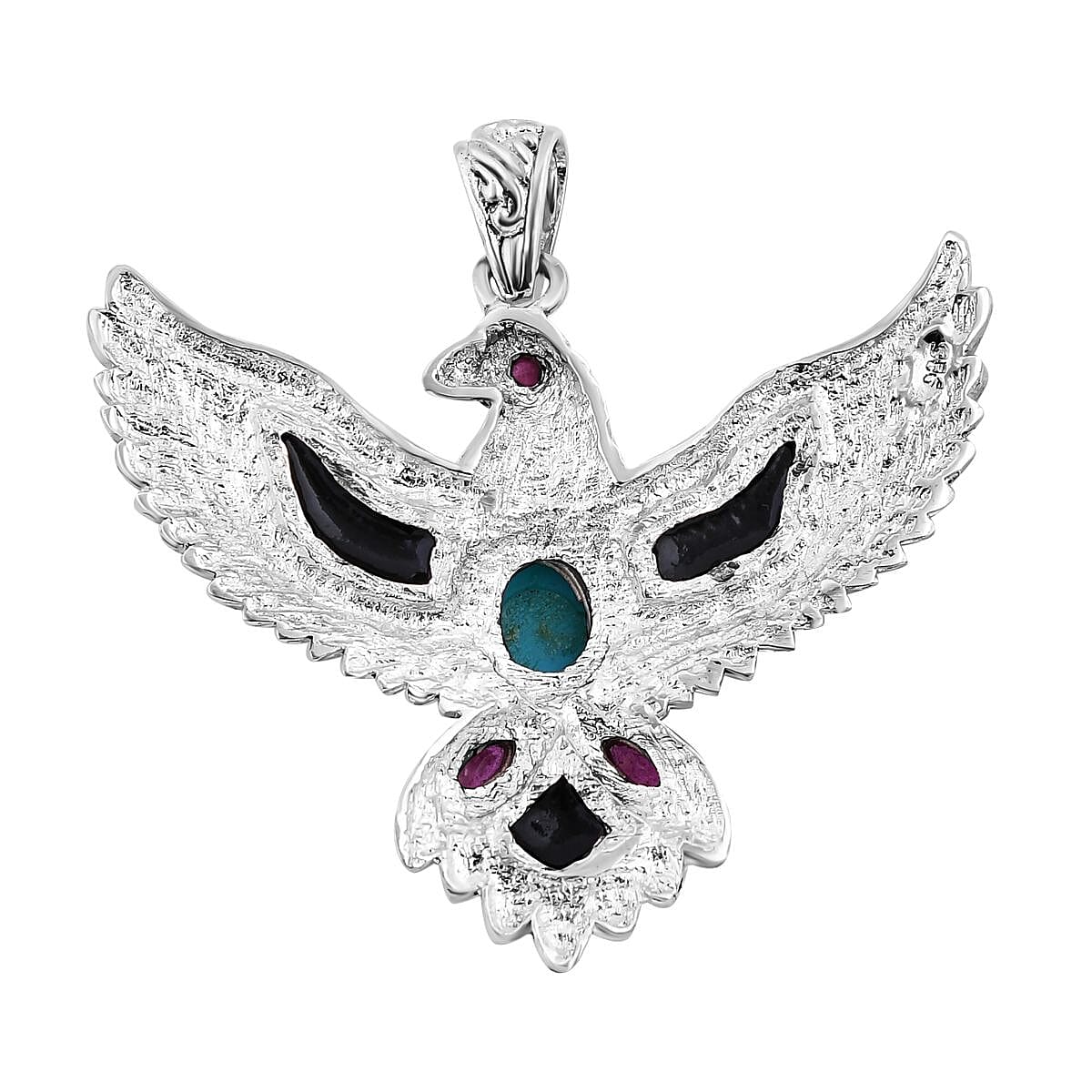 Royal Bali Collection - Ruby and Abalone Shell Pendant in Sterling Silver, Silver Wt. 12.59 Gms 7748197 4