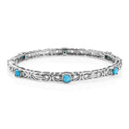 Sleeping Beauty Turquoise  Full Bangle in Rhodium Overlay Sterling Silver 1.80 ct,  Silver Wt. 17.5 Gms  2.076  Ct.
