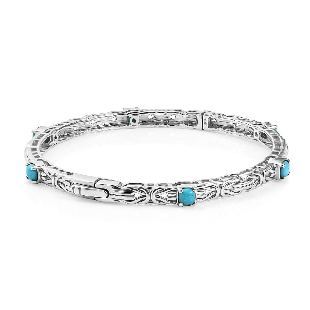 Sleeping Beauty Turquoise  Full Bangle in Rhodium Overlay Sterling Silver 1.80 ct,  Silver Wt. 17.5 Gms  2.076  Ct. 8060554 4