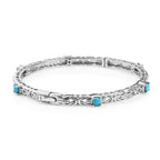 Sleeping Beauty Turquoise  Full Bangle in Rhodium Overlay Sterling Silver 1.80 ct,  Silver Wt. 17.5 Gms  2.076  Ct.