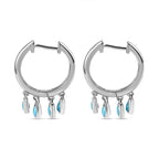 Arizona Sleeping Beauty Turquoise Hoop Earrings in Platinum Overlay Sterling Silver 1.15 Ct, Silver Wt. 5.45 Gms