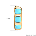 Arizona Sleeping Beauty Turquoise Hoop Earrings in 18K Gold Vermeil Sterling Silver 2.00 Ct.