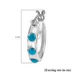 Sleeping Beauty Turquoise Half Hoop Earring With Clasp in Rhodium Overlay Sterling Silver