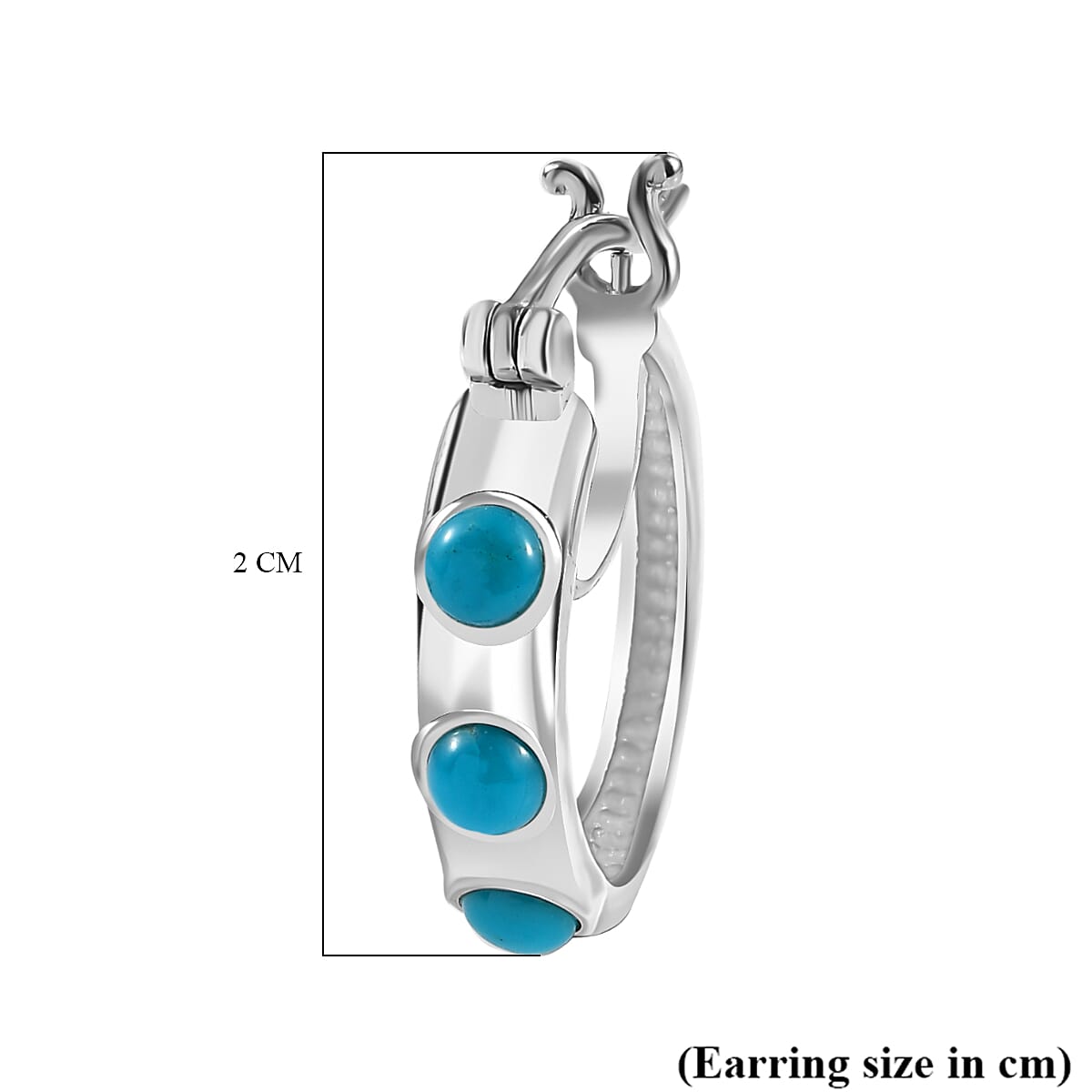 Sleeping Beauty Turquoise Hoop Earring With Clasp in Rhodium Overlay Sterling Silver 7858841 5